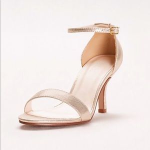 David’s Bridal Open Toed Gold Metallic Heels